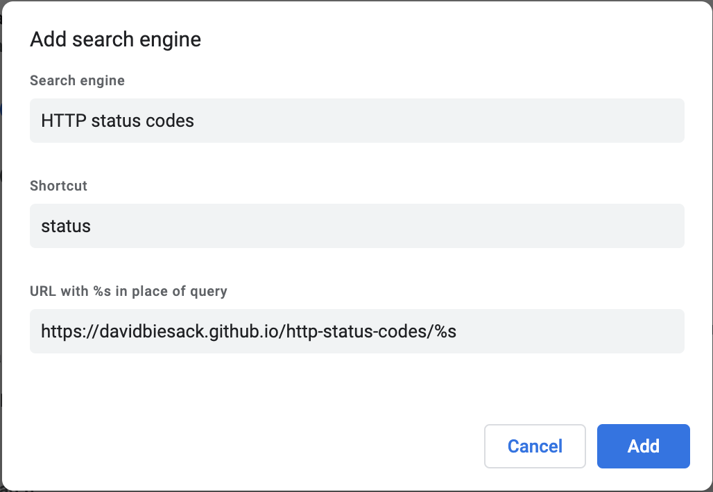 Chrome Search Engine Settings